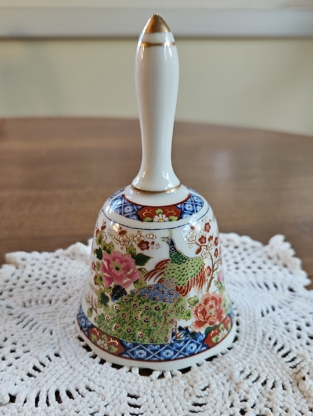 Decorative Porcelain Bell with Peacock Motif